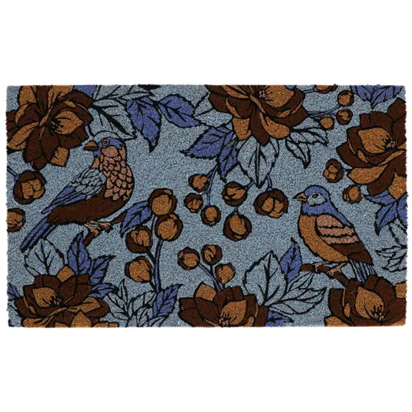 Esschert Desgin Türmatte Vintage Floral Blue blau 75 x 45 cm - Kokos & PVC