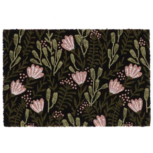 Esschert Desgin Türmatte Vintage Floral Black schwarz 60 x 40 cm - Kokos & PVC