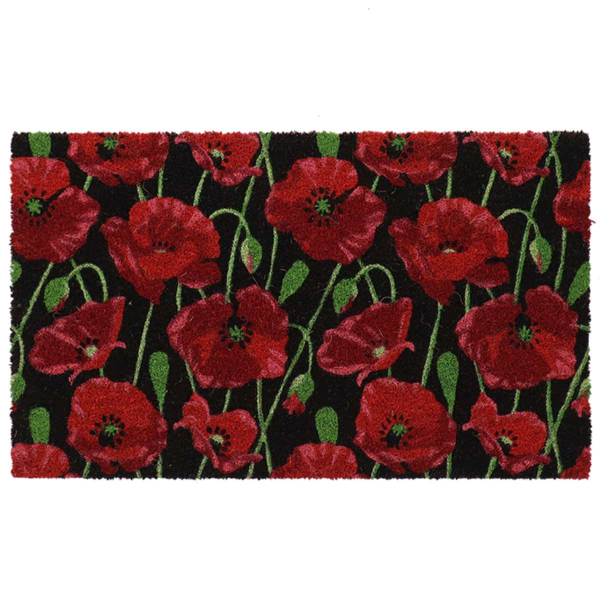 Esschert Desgin Türmatte Kokos Roter Mohn schwarz 75 x 45 cm - Kokos & PVC