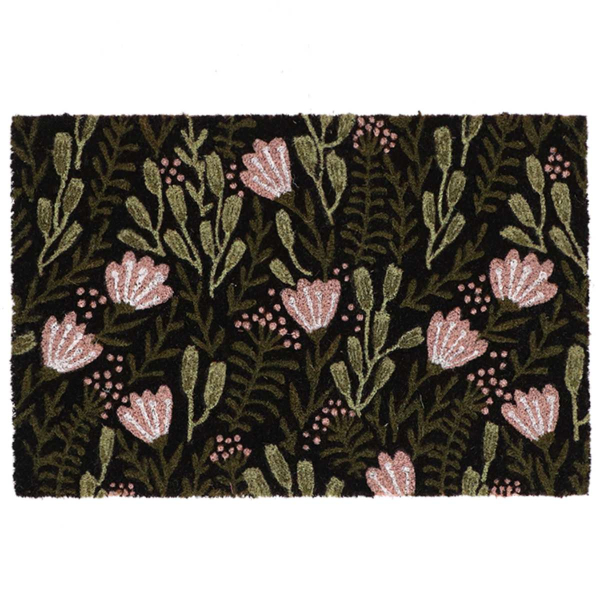 Esschert Desgin Türmatte Vintage Floral Black schwarz 60  x 40 cm - Kokos & PVC