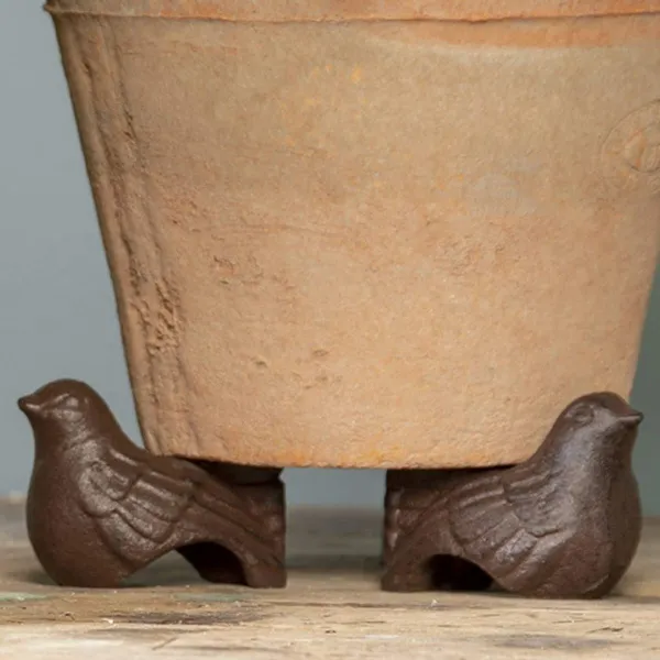 Esschert Design Abstandshalter für Blumenkübel in Vogelform aus Gusseisen