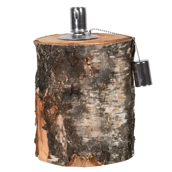 Esschert Design Birkenholz Öllampe 25 cm - Holz & Metall