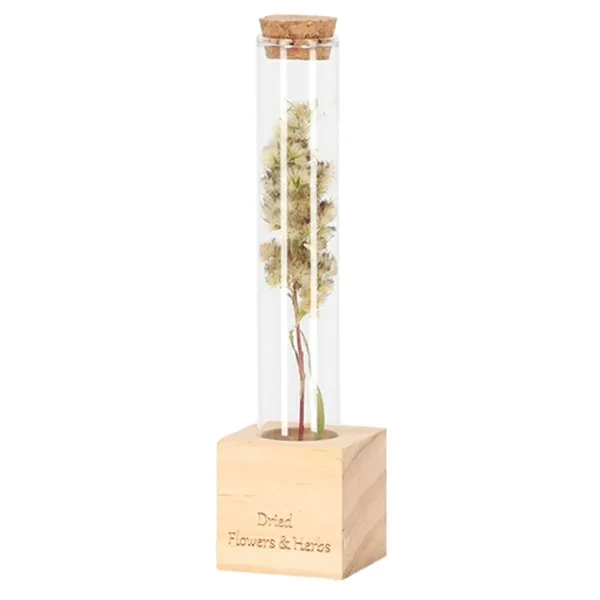 Esschert Design Blumen-und Kräuterreagenzglas S mit Halter 16,5 cm - Glas & Holz
