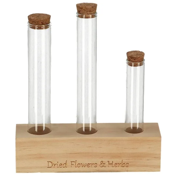 Esschert Design Blumen- und Kräuterreagenzglas Set M - Glas & Holz Esschert Design Blumen- und Kräuterreagenzglas Set M - Glas & Holz