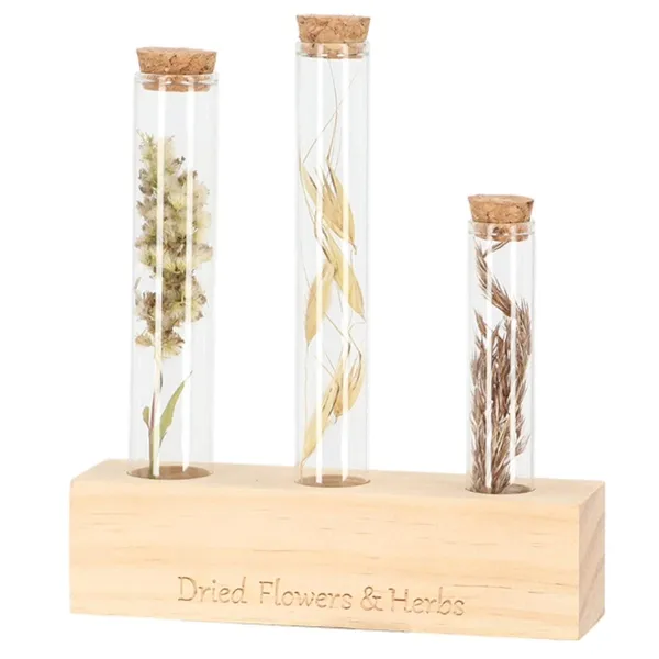 Esschert Design Blumen- und Kräuterreagenzglas Set M - Glas & Holz