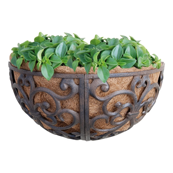 Esschert Design Dekorative Wandschale aus Gusseisen mit Kokoseinsatz