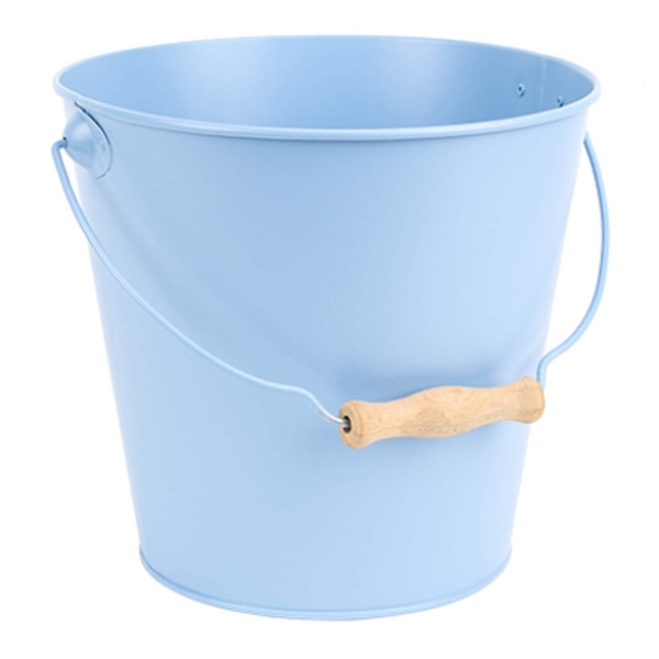 Esschert Design Eimer Babyblau mit Holzgriff Volumen 4,815 Liter - Metall