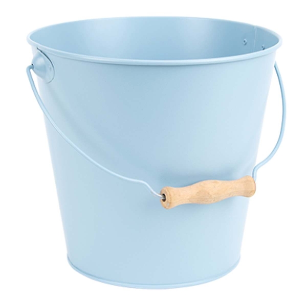 Esschert Design Eimer Hellblau mit Holzgriff Volumen 4,815 Liter - Metall