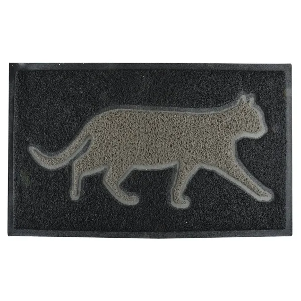 Esschert Design Fußmatte Katze grau anthrazitfarbener Grund 74,8 x 44,5 cm - PVC Esschert Design Fußmatte Katze grau anthrazitfarbener Grund 74,8 x 44,5 cm - PVC