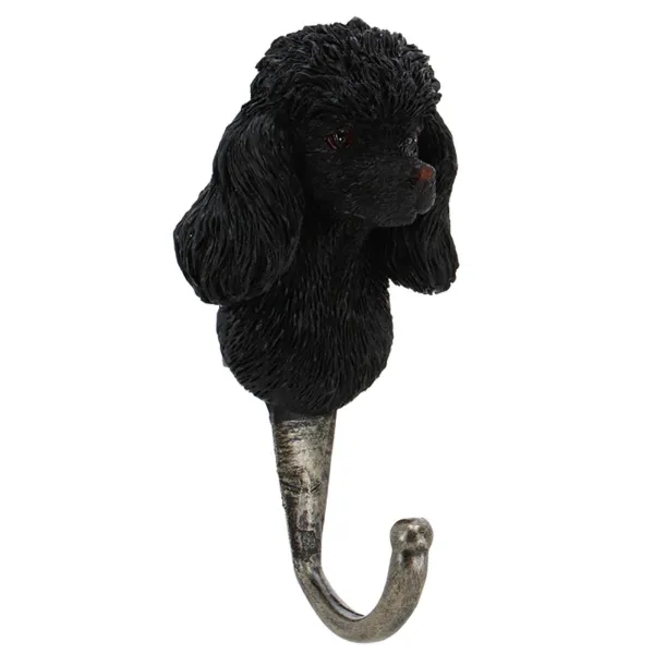Esschert Design Garderobenhaken Hundekopf Pudel Schwarz 11,7 cm - Polyresin & Metall