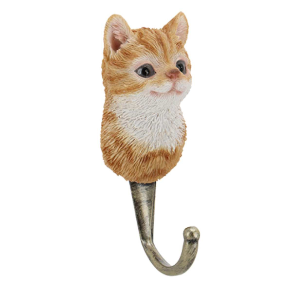 Esschert Design Garderobenhaken Katzenkopf Orange getigert 11,8 cm - Polyresin