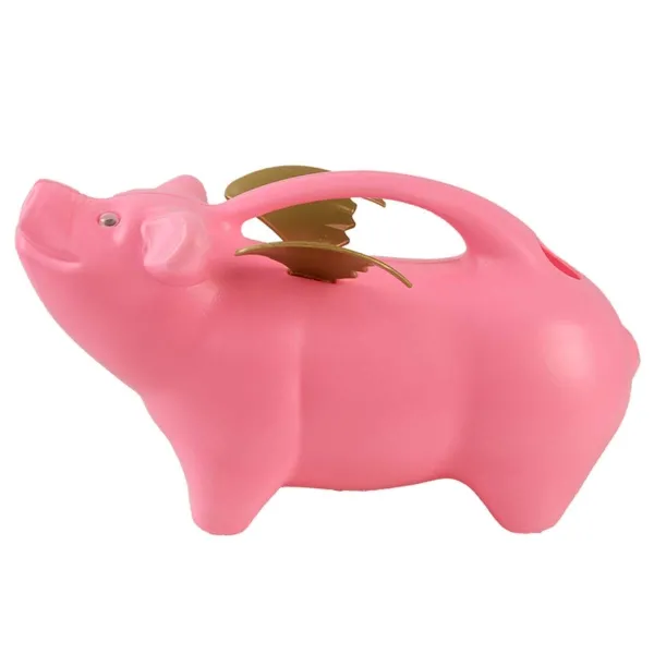 Esschert Design Gießkanne Fliegendes Schwein Rosa & Goldfarben 2,1 Liter