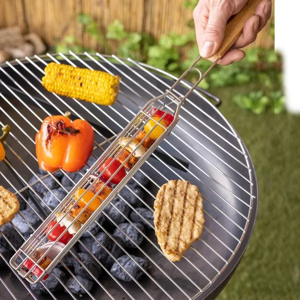 Esschert Design Grill-Gemüsekorb - Metall & Holz