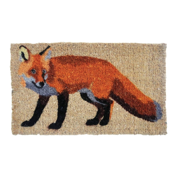 Esschert Design Große Kokosmatte mit Fuchsmotiv Natur 75 x 45 cm