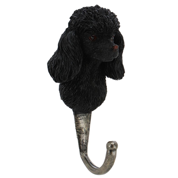 Esschert Design Garderobenhaken Hundekopf Pudel Schwarz 11,7 cm - Polyresin & Metall