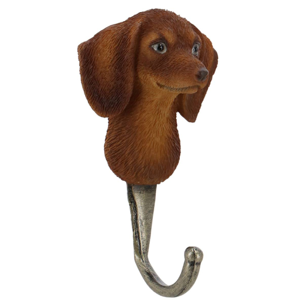 Esschert Design Garderobenhaken Hundekopf Dackel Braun 11,8 cm - Polyresin & Metall