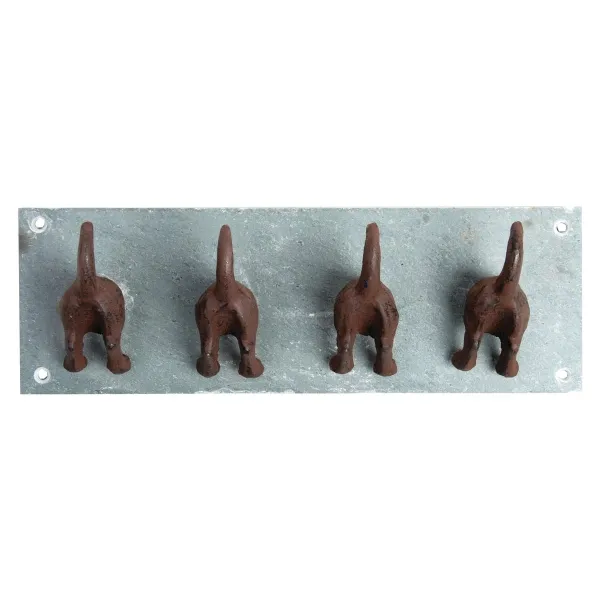 Esschert Design Hakenleiste mit 4 Hundehinterteilen als Haken