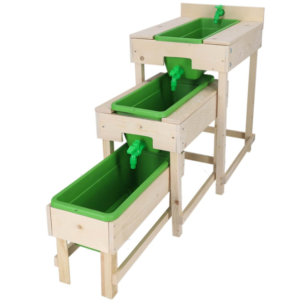 Esschert Design Kinder 3 Wassertische im Set Natur & Grün Gesamtlänge 152 cm - FSC® Holz