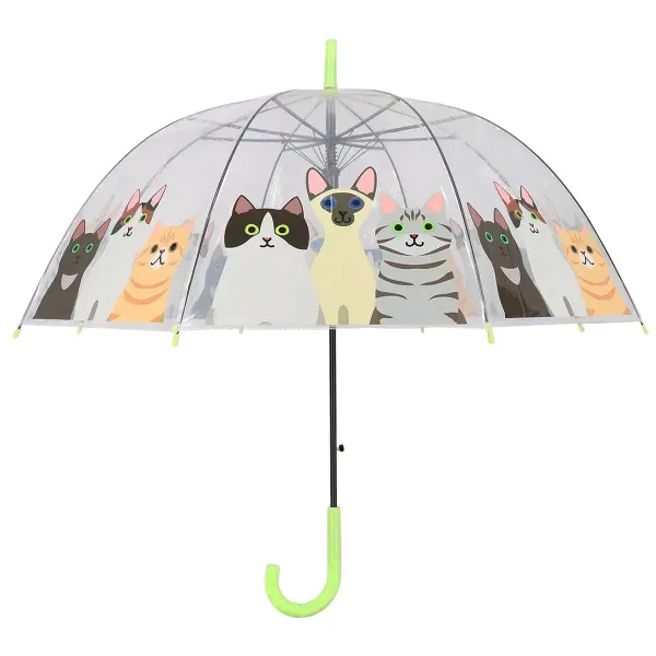 Esschert Design Kinder Regenschirm transparent mit Katzen Ø 86,5 cm Esschert Design Kinder Regenschirm transparent mit Katzen Ø 86,5 cm