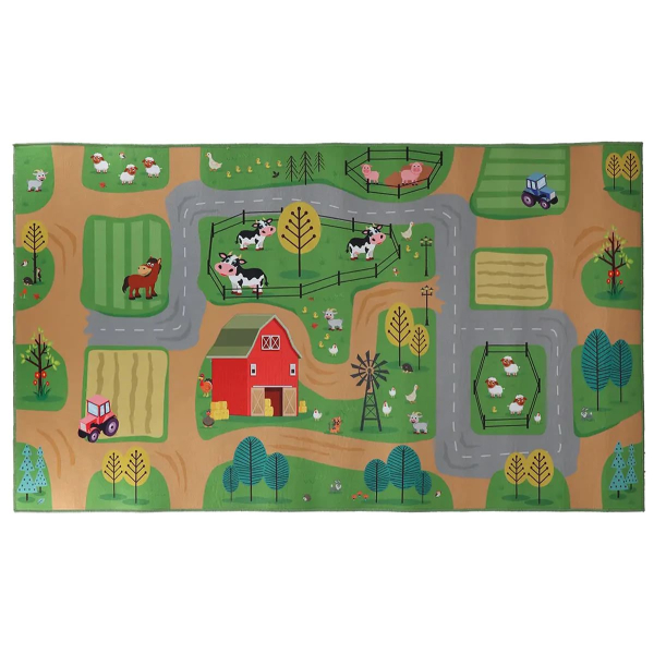 Esschert Design Kinder Spielteppich Bauernhofwelt Outdoor 140 x 80 cm