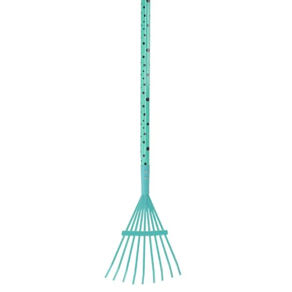 Esschert Design Kinderrasenrechen Türkis Insektenmotiv 88,6 cm - Metall