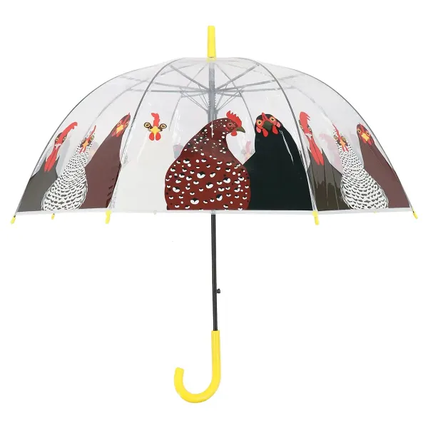 Esschert Design Kinder Regenschirm transparent mit Hühnern Ø 86,5 cm