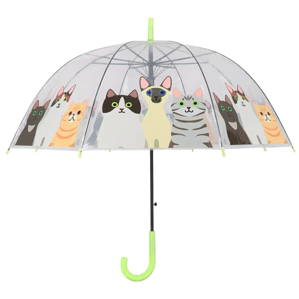 Esschert Design Kinder Regenschirm transparent mit Katzen Ø 86,5 cm