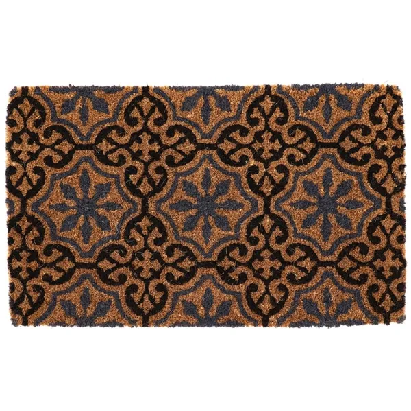 Esschert Design Kokosmatte Fliesen mit Rosettendekor 75 cm