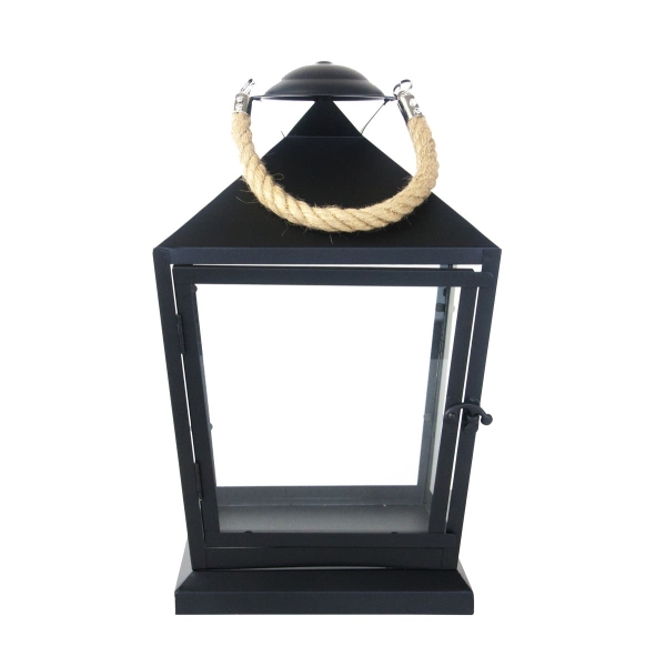 Esschert Design Laterne Schwarz mit Tau Größe S 35,4 cm - Metall & Glas