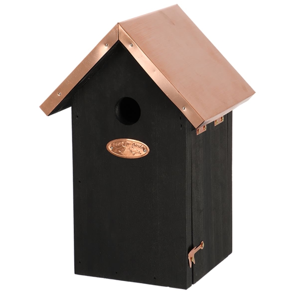 Esschert Design Nistkasten Blaumeise Schwarz mit Kupferdach - 100 % FSC® Holz