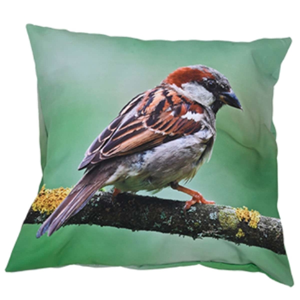 Esschert Design Outdoorkissen S mit Haussperlingmotiv 40 x 40 cm aus Polyester
