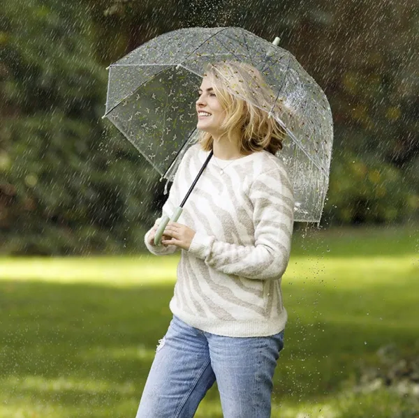 Esschert Design Regenschirm Automatik transparent mit Bienenmuster Ø 83 cm