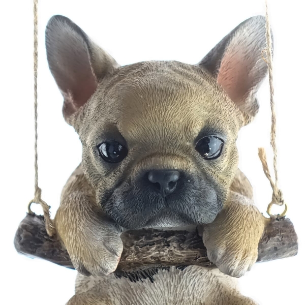 Esschert Design Schaukelnder Hunde-Welpe Franco Französiche Bulldogge Braun - Polyresin