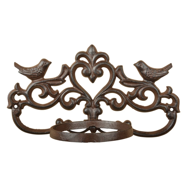 Esschert Design Wand - Blumentopfhalter mit Vogelmotiv - Gusseisen