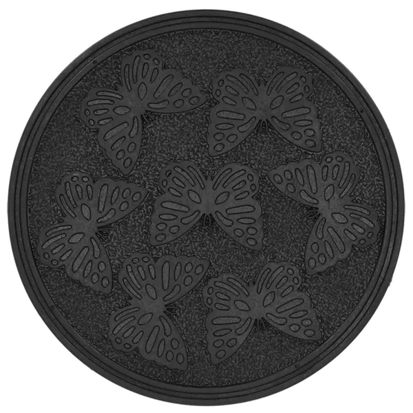 Esschert Design Trittplatte Schmetterlingsdekor Schwarz Ø 30 cm aus recyceltem Gummi Esschert Design Trittplatte Schmetterlingsdekor Schwarz Ø 30 cm aus recyceltem Gummi