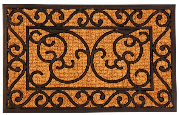 Esschert Design Tür-  / Fußmatte Schwarz & Braun 59,5 x 39,5 cm - Gummi & Kokos