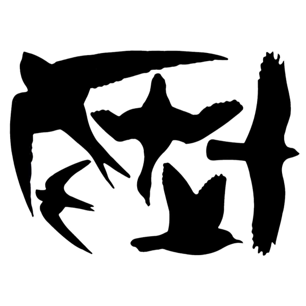 Esschert Design Vogelschutzaufkleber für Fenster 5 Vogelsilhouetten Schwarz