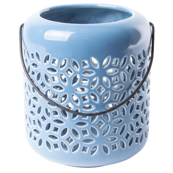 Esschert Design Windlicht L Blau mittel Ø 11 cm