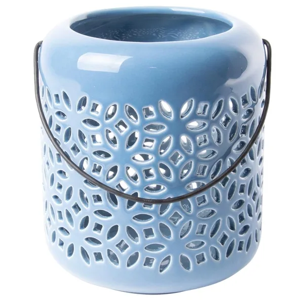 Esschert Design Windlicht L Blau mittel Ø 11 cm
