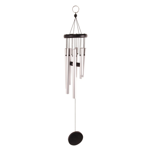 Esschert Design Windspiel S Silberfarben ringförmig 56,5 cm - Alu & Holz