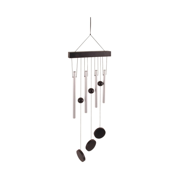 Esschert Design Windspiel Silberfarben mit gerader Leiste  58 cm - Alu & Holz