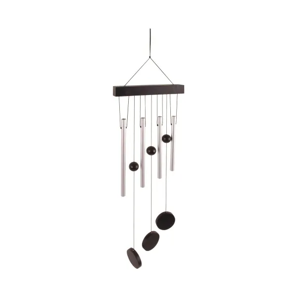 Esschert Design Windspiel Silberfarben mit gerader Leiste 58 cm - Alu & Holz Esschert Design Windspiel Silberfarben mit gerader Leiste 58 cm - Alu & Holz