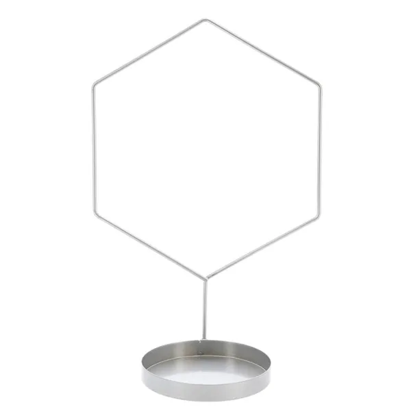 Esschert Design Zimmerpflanzenstütze Hexagon Silberfarben mit Untersetzer - Metall Esschert Design Zimmerpflanzenstütze Hexagon Silberfarben mit Untersetzer - Metall