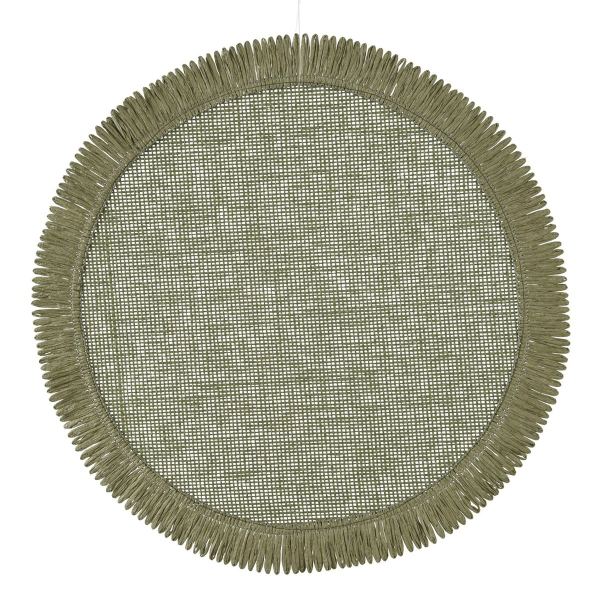 EVERLANDS Tischset Grün Rand mit Fransenoptik Ø 38 cm - Papierseil