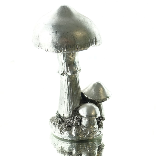 Exotica Cor Mulder Pilz Gruppe Silberfarben 15 cm - Polyresin 