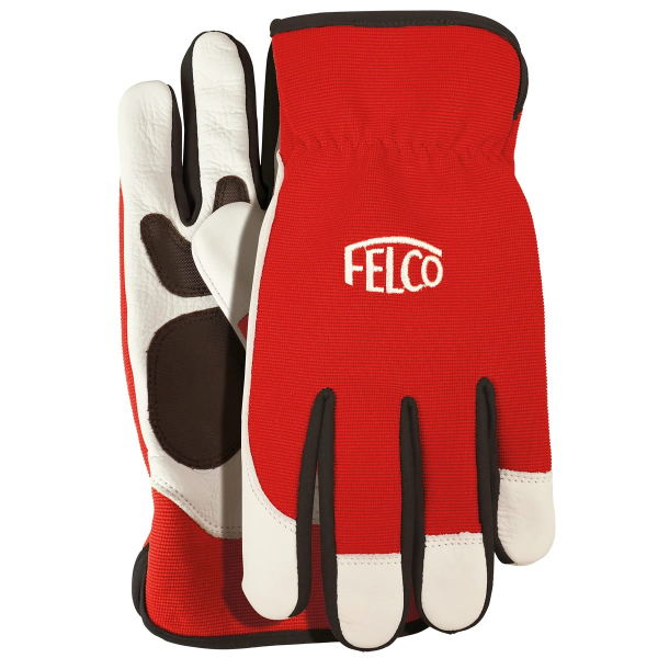 FELCO® 702 Arbeitshandschuhe Größe L Rot & Weiß Rindsleder verstärkte PVC-Bereiche
