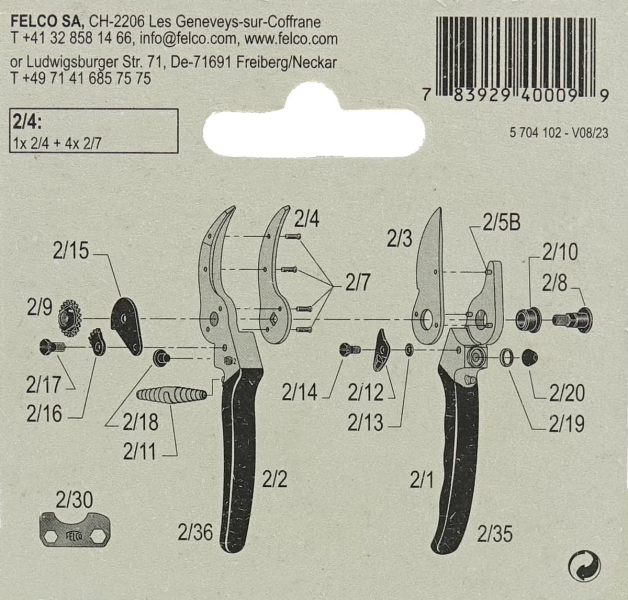 Felco Gegenklinge 2/4 mit Nieten