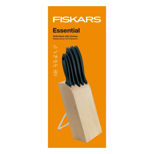 FISKARS® Essential Messerblock mit 5 Messern