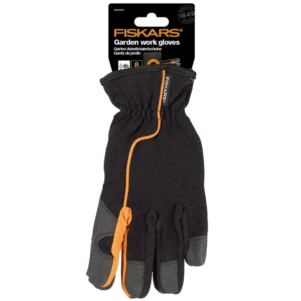FISKARS® Garten-Arbeitshandschuhe Schwarz & Orange Größe 8