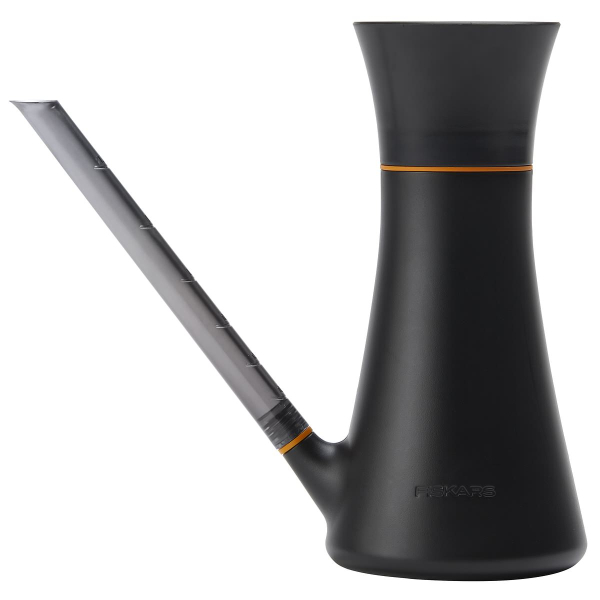 FISKARS® Designer Gießkanne Schwarz & Orange mit Wasserstandsanzeige 1,2 Liter - Kunstharz